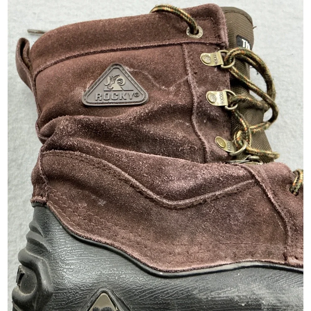 Rocky Vintage Snow Boots Thinsulate Insulated Brown Suede Winter Work Utility 10